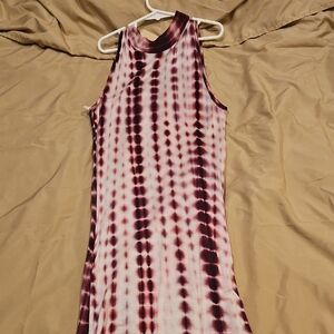 Love J Sleeveless Maxi Dress in Burburgundy Tye Dye